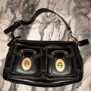 Coach Black Leather Turnlock Legacy Purse